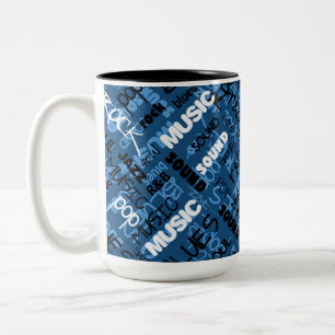 Blue Rock Pop R & B Music Text Mug
