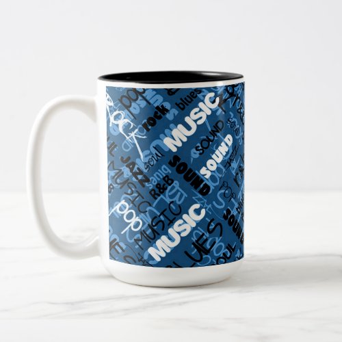 Blue Rock Pop R  B Music Text Mug