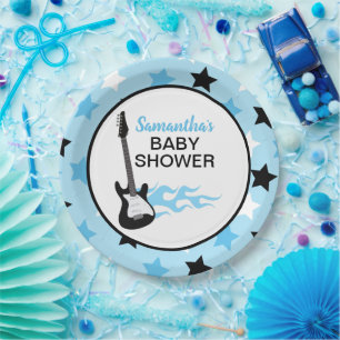 Blue Rock Star Guitar Rock-a-Bye Rocker Rockstar Paper Plates