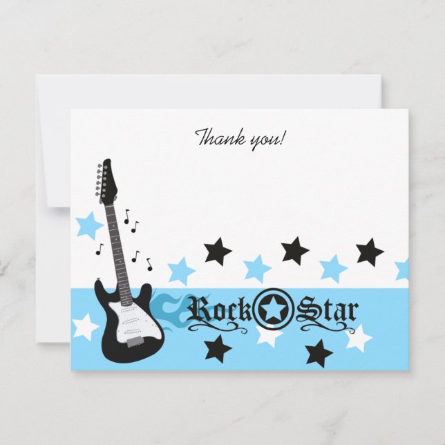 Blue Rocker Rock Star 4x5 Flat Thank you note Card (Front)