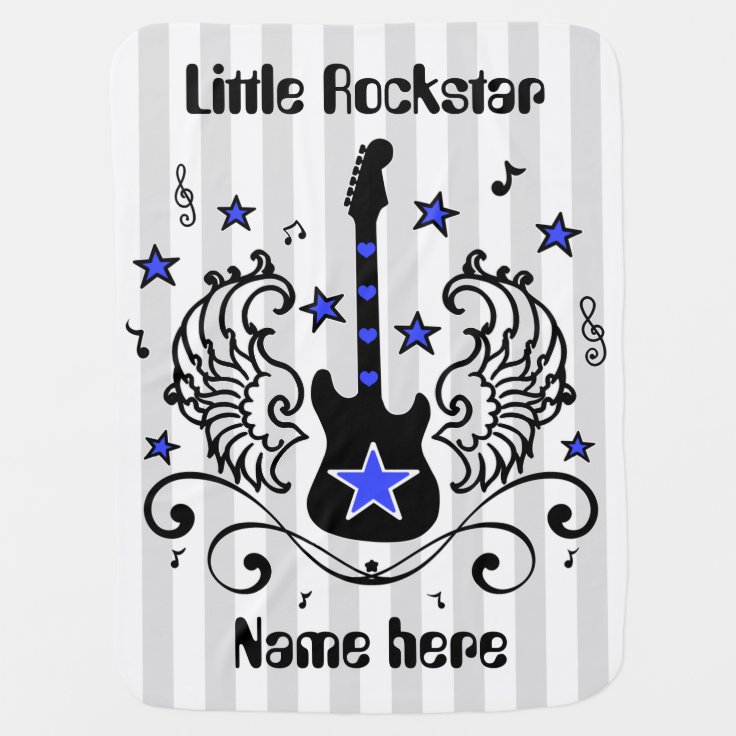 Blue rocker star guitar with wings custom swaddle blanket Zazzle
