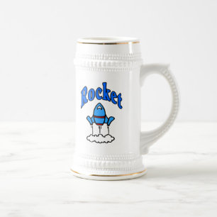 Blue Rocket logo Shirt Beer Stein