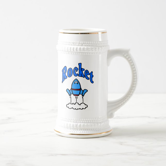 Blue Rocket logo Shirt Beer Stein (Right)