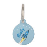 Blue Rocket Outer Space Personalized Name Template Pet Name Tag