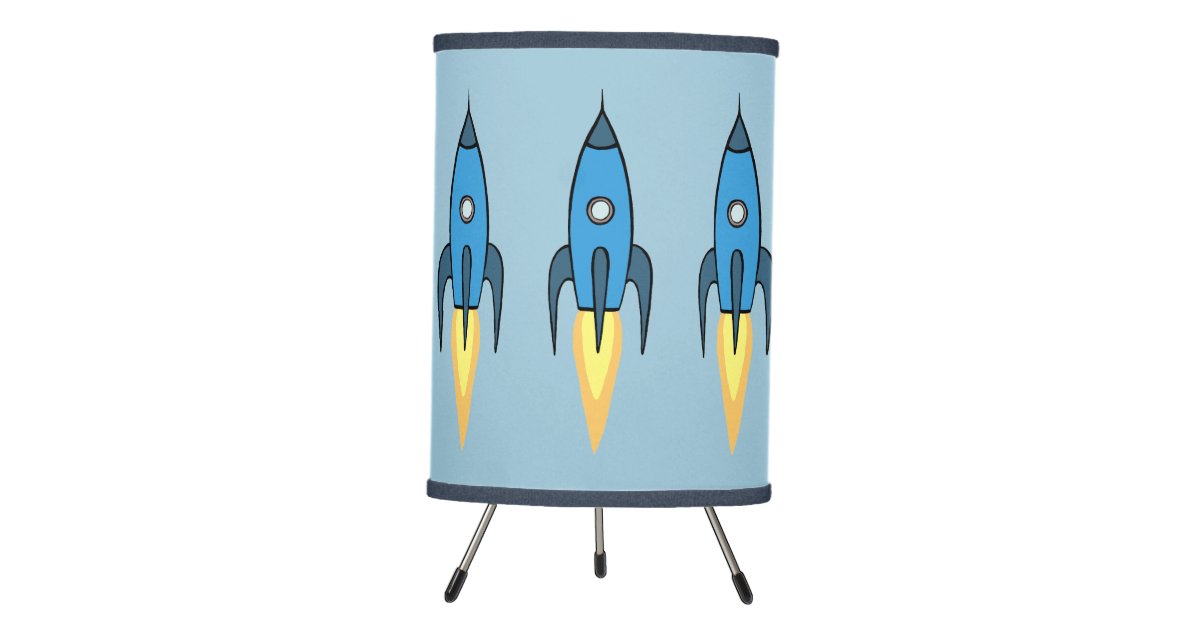 Blue Rocket Ship Outer E Kids Room Decor Boy Tripod Lamp Rocket Ship Outer E Kids Room Decor