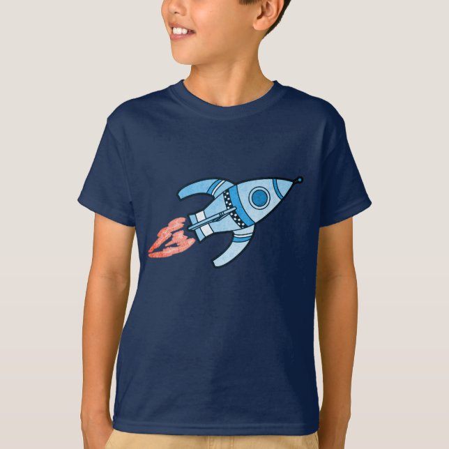 Blue rocket space boys navy t-shirt (Front)