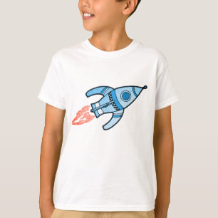 Blue rocket space boys white t-shirt