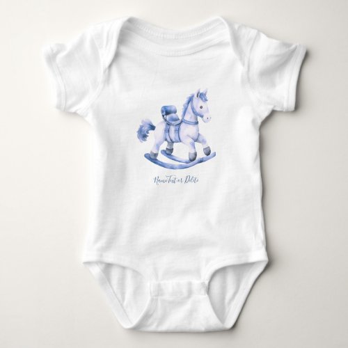 Blue Rocking Horse Baby Bodysuit