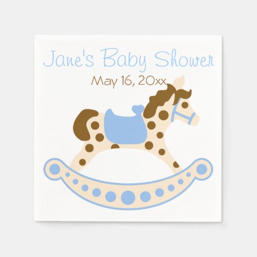 Blue Rocking Horse Baby Shower Napkins