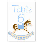 Blue Rocking Horse Baby Shower Table Numbers