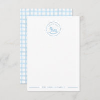 Blue Rocking Horse Baby Shower Thank You Card