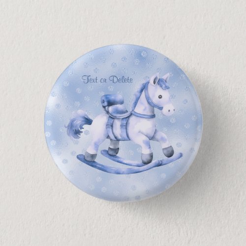 Blue Rocking Horse Button