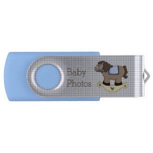 Blue Rocking Horse Custom Swivel USB Drive