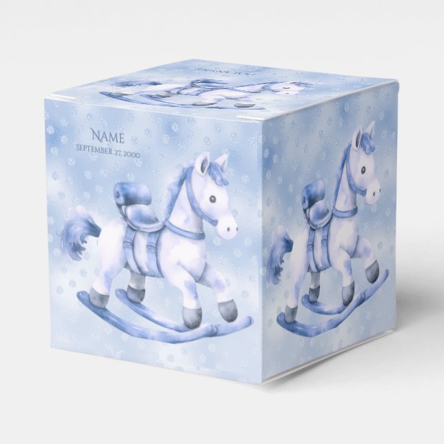 Blue Rocking Horse Favor Box (Front Side)