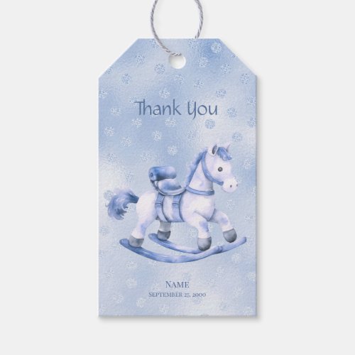 Blue Rocking Horse Gift Tag