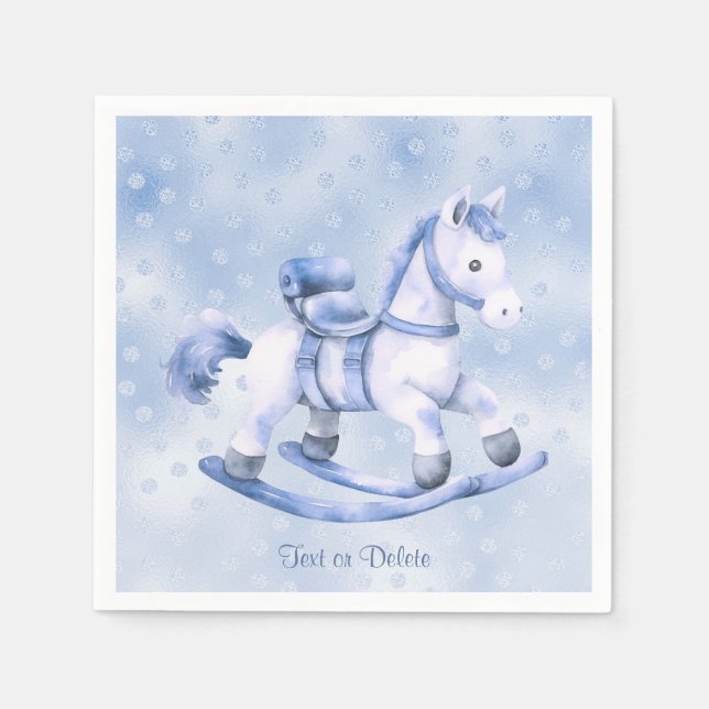 Blue Rocking Horse Napkins (Front)