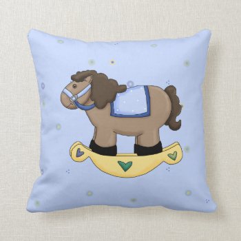 Blue Rocking Horse Pillow by LulusLand at Zazzle