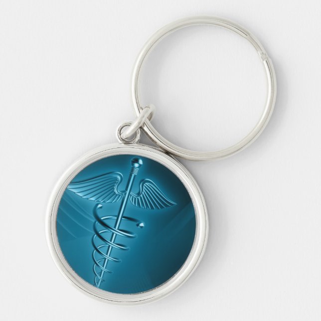 Blue Rod of Asclepius Keychain (Front)
