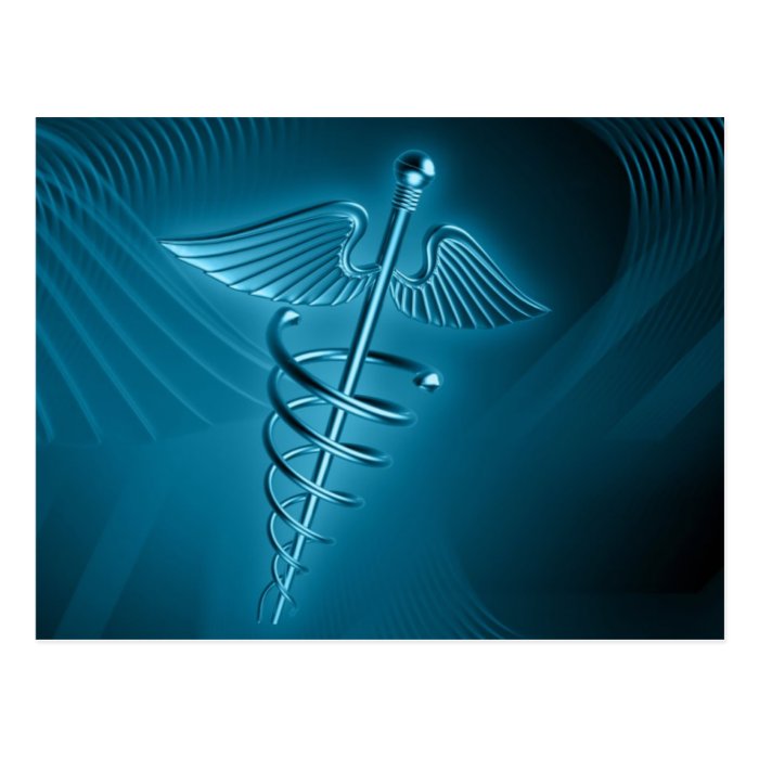 Blue Rod of Asclepius Post Card