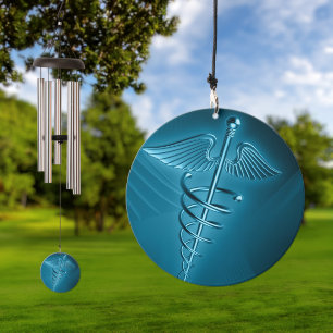 Blue Rod of Asclepius Wind Chime