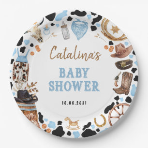 Blue Rodeo Cowboy Baby Shower Paper Plates
