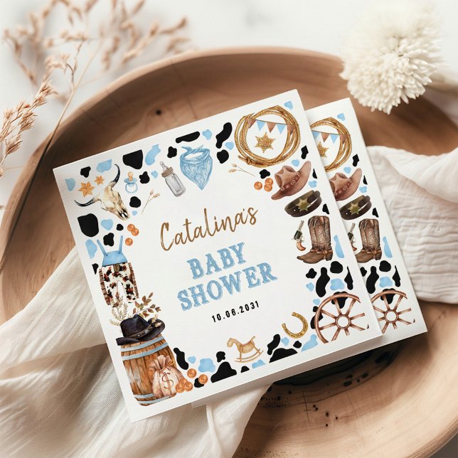 Blue Rodeo Western Cowboy Baby Shower Napkins (Creator Uploaded)