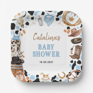 Blue Rodeo Western Cowboy Baby Shower Paper Plates