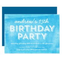 Blue Rolled Ink Any Age Birthday Invitation