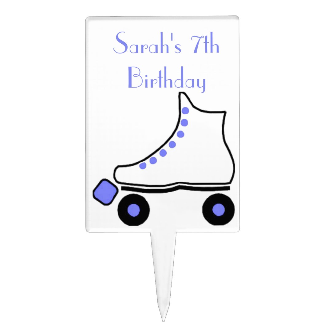 Blue Roller Skate Birthday Cake Topper Zazzle