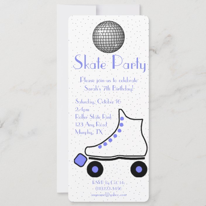 Blue Roller Skate Birthday Invitation | Zazzle.com