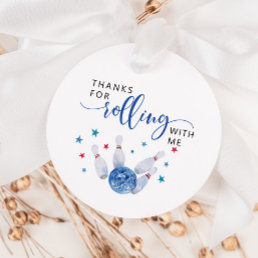 Blue Rolling Bowling Birthday Party  Favor Tags