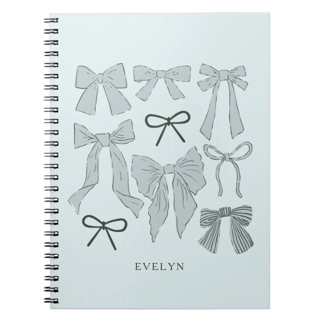 Blue Romantic Bows Notebook (Front)