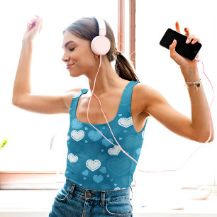 Blue romantic hearts tank top