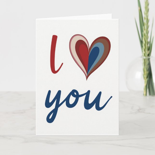 Blue Romantic I Love You Card (Front)