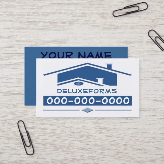 Blue Roof Business Card (Front/Back In Situ)