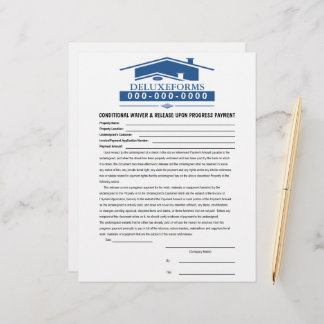 Blue Roof Conditional Waiver & Release Payment Letterhead
