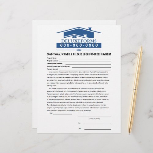 Blue Roof Conditional Waiver  Release Payment Letterhead