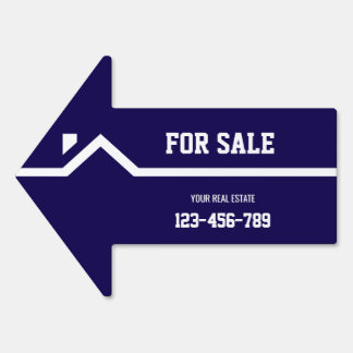 Blue Roof Real Estate Arrow Yard Sign