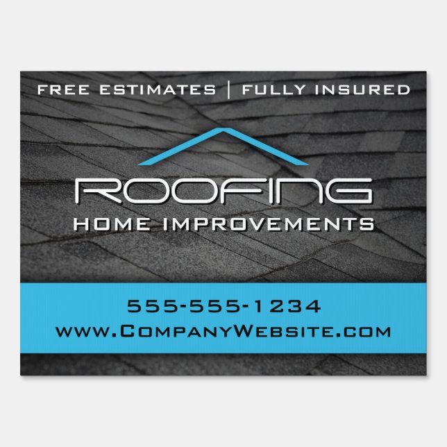 Blue Roofing Professional Yard Sign Medium (Front)