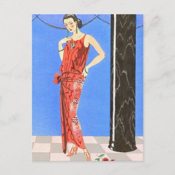 Blue Room Evening Dress By George Barbier Postcard by FalconsEye at Zazzle