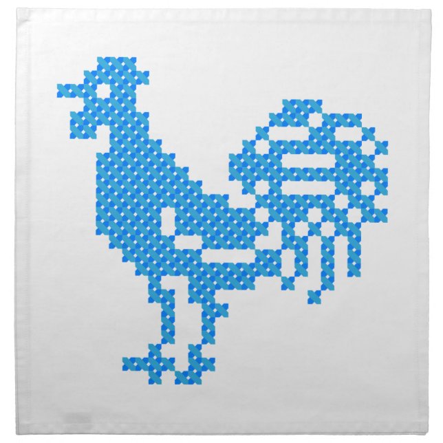 Blue Rooster Cloth Napkin (Front)