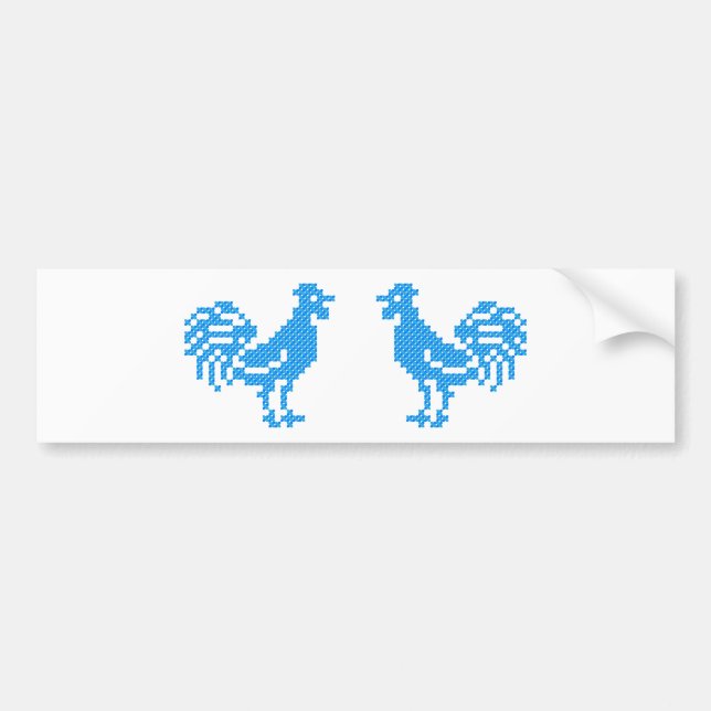 Blue Rooster cross-stitch Bumper Sticker (Front)