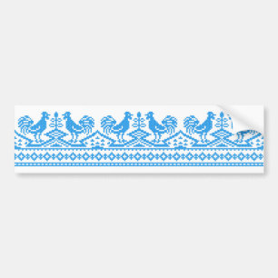 Blue Rooster cross-stitch Bumper Sticker