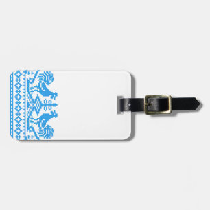 Blue Rooster cross-stitch Luggage Tag