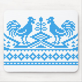 Blue Rooster cross-stitch Mouse Pad