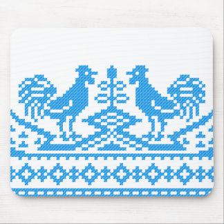 Blue Rooster cross-stitch Mouse Pad