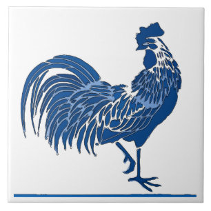 Blue Rooster, Delft Look, Ceramic Tile
