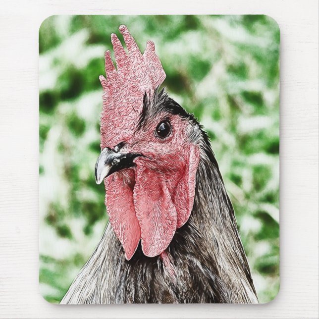 Blue Rooster Digital Art Mouse Pad (Front)