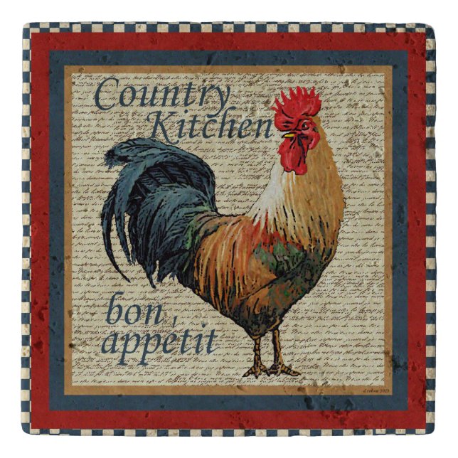 Blue Rooster French Country Kitchen Bon Appetit Trivet (Front)