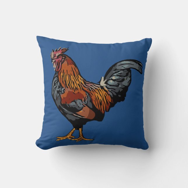 Blue Rooster Pillow (Front)